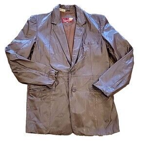 VINTAGE Andre De Leure Jacket Mens Brown Leather Blazer Sport Coat Size 42